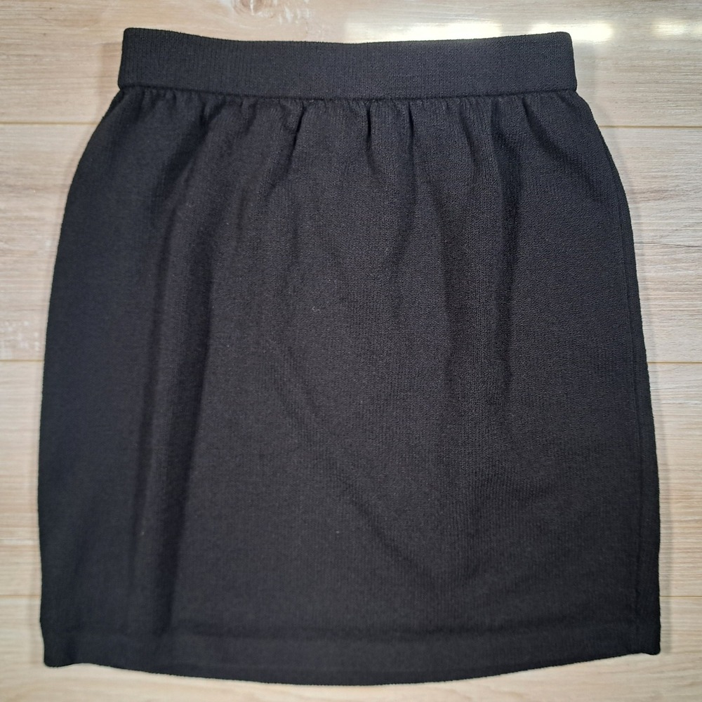 St. John Basics Vintage Black Santana Knit Skirt Elastic Waist Altered To 26"